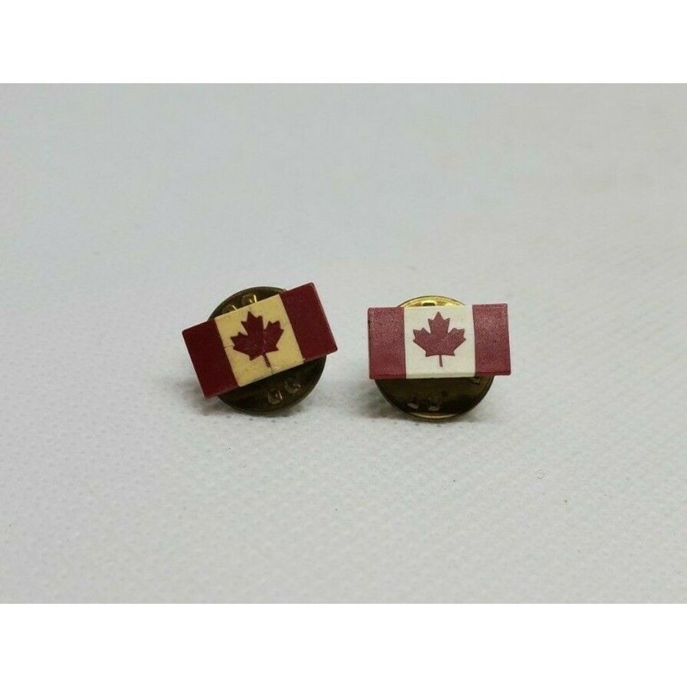 Lot Of 2 Canada Flag Logo Lapel Pin Hat Red White Hat Brooch Collectible
